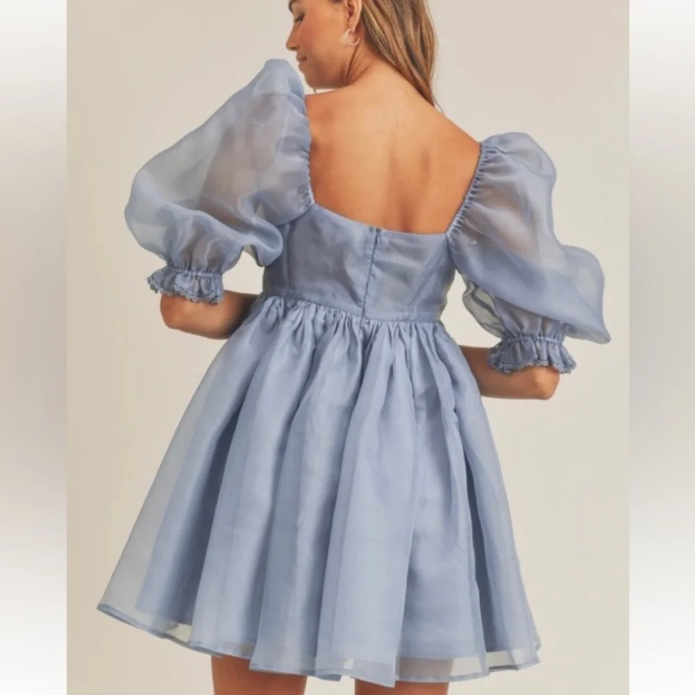 Tulle Puffy Babydoll Dress Blue - Picture 2 of 7